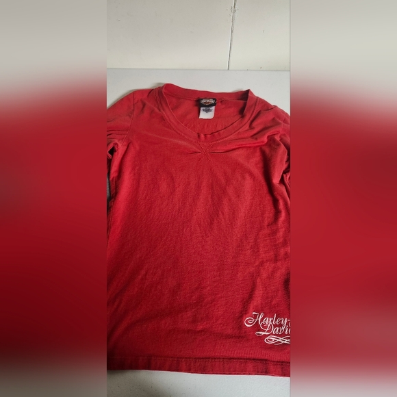 Harley-Davidson Red V-Neck Tee - Picture 1 of 7